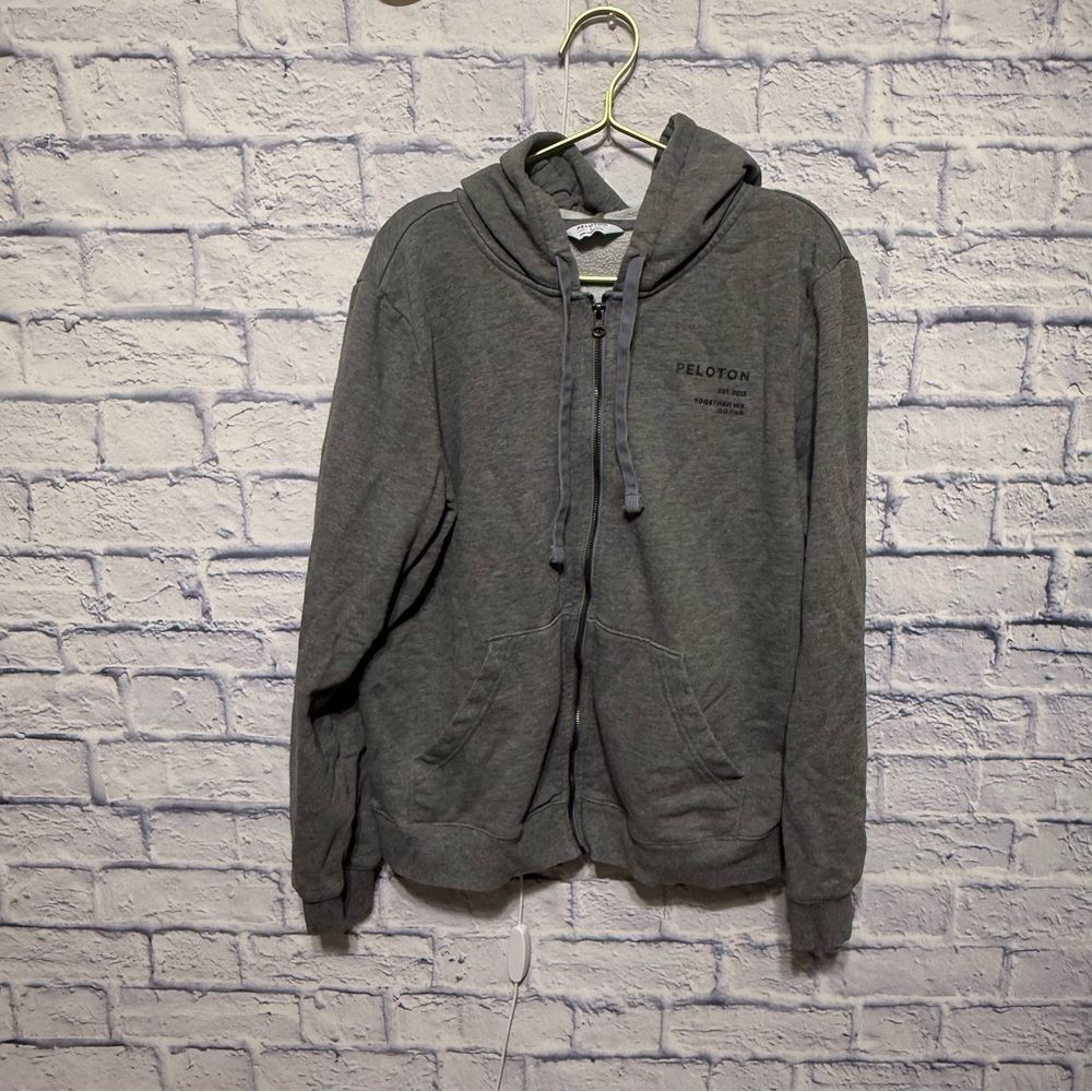 Peloton gray zip hooded jacket size L